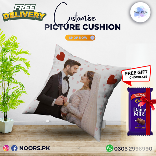 🛍️ Customized Cushion with Chocolates – Free Delivery!