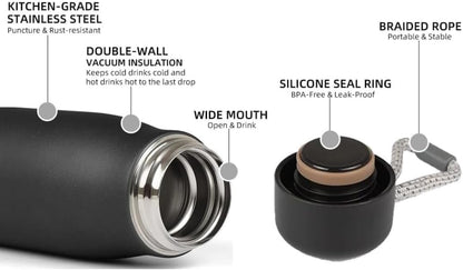 Personlized Water Bottle with Portable Lid Metal Thermos Vacuum Insulated Stainless Steel