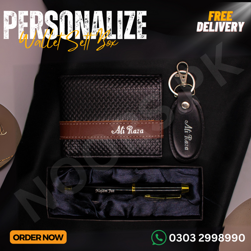 CUSTOMISE WALLET KEYCHAIN AND PEN WITH GIFT BOX