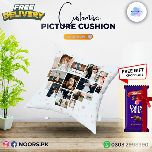 🛍️ Customized Cushion with Chocolates – Free Delivery!