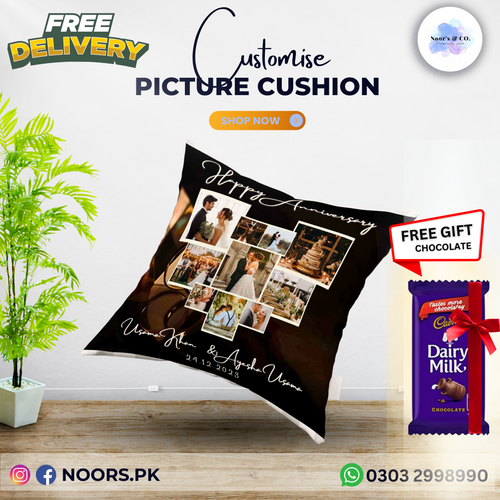 🛍️ Customized Cushion with Chocolates – Free Delivery!