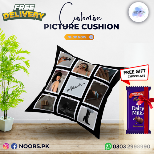 🛍️ Customized Cushion with Chocolates – Free Delivery!