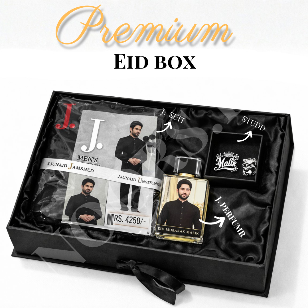 Premium Eid Gift Box – Suit, Perfume & Studd | Free Delivery 🎁