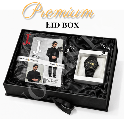 Premium Eid Gift Box – Suit & Custom Watch | Free Delivery 🎁